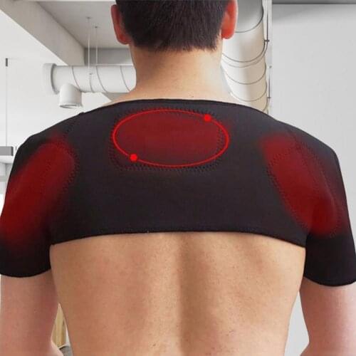 Shoulder Pad Self-heating Magnetic Therapy Faux Leather Adjustable Soft Shoulder Strap for Sports Shoulder Pad