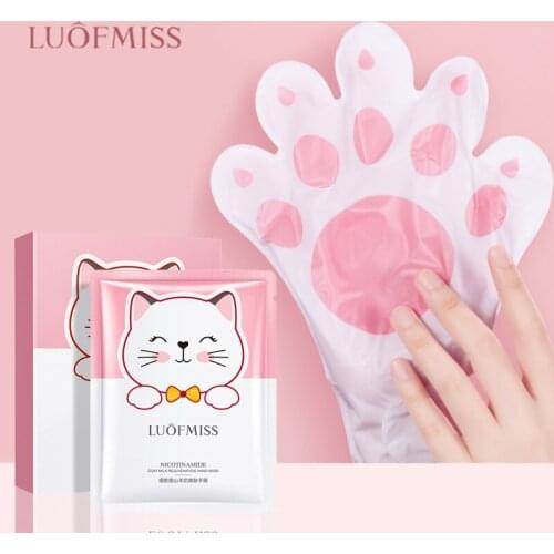 Niacinamide Goat Milk Rejuvenation Cat Hand Mask Moisturizing Whitening Tender Skin Care Exfoliating Calluses Repairing Cuticles