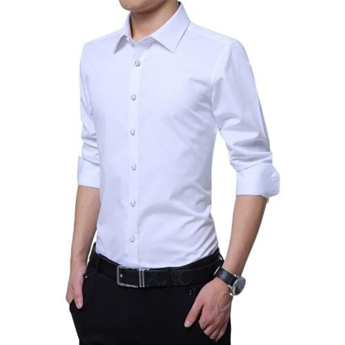 Add velvet new long sleeve shirt mens white casual size young mens best man shirt work clothes
