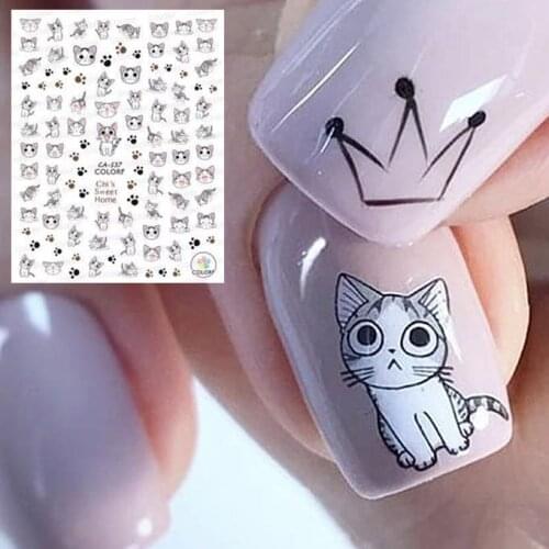 Newest cats series CA-537 3d nail art sticker decal template diy nail tool decorations