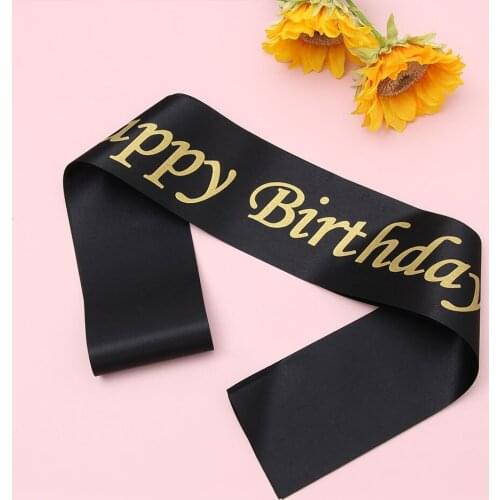 New Happy Birthday Sash Etiquette Belt Crystal Crown Birthday Queen Satin Ribbon Sash For Birthday Party Decor Supplies