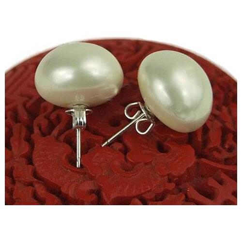 New Favorite Pearl Earring Big Huge 15mm South Sea Shell Pearl S925 Silver Stud Earring Wedding Birthday Party Lady Fine Jewelry