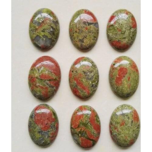 Wholesale 25mmx18mm Natural unakite stone Oval CAB CABOCHON (green flower) stone beads teardrop Free shipping 12pcs/lot