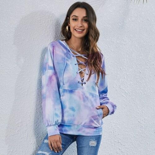 Autumn Tie Dye Hoodie Sweatshirt Women Winter Bandage Gradient Hooded Sweatshirt Ladies Casual Kangaroo Pocket Hoodies For Women