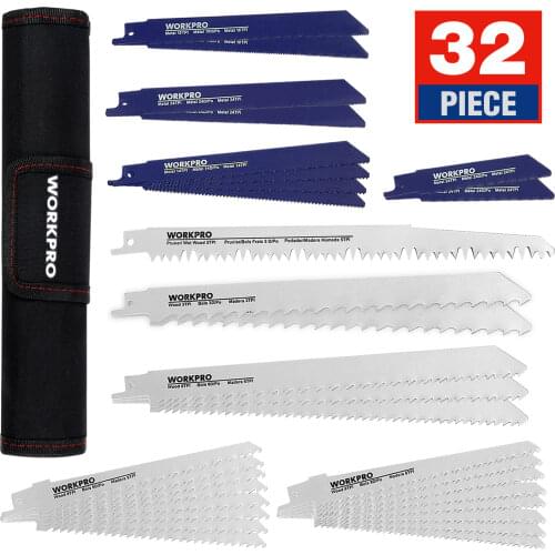 WORKPRO 32PC Saw Blades for Wood Metal Cutting Blades Reciprocating Saw Blade Set Jigsaw Blade