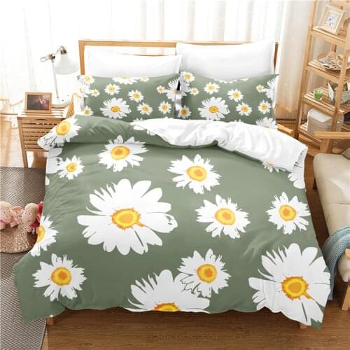 Luxury 3D Little Daisy Print Bedding Set Flower Pattern Duvet Cover Pillowcase 2/3Pcs Home Textile EU/US/AU Size