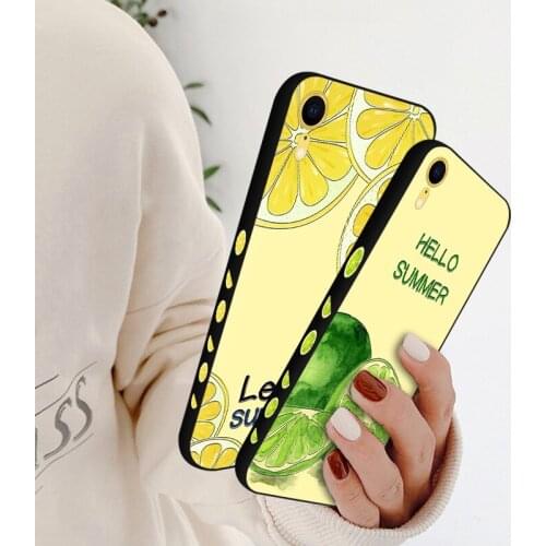 Side Pattern Fruit Silicone Case For iPhone 12 Mini 11 Pro XS MAX XR Creative Lemon Cover For iPhone X 7 8 6S Plus SE 2020