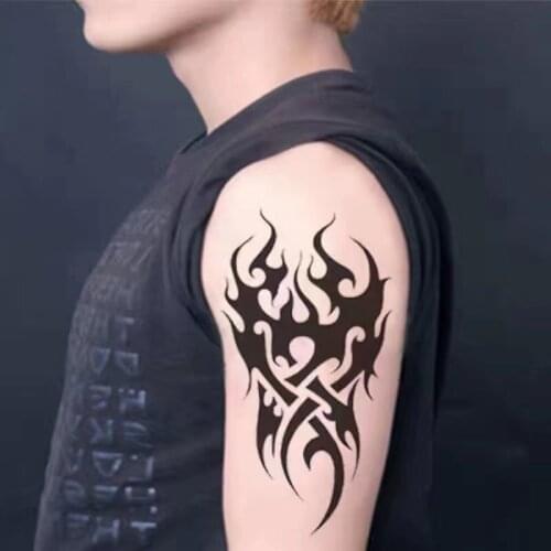 Waterproof Temporary Tattoo Sticker Black Flame tatto flash tatoo Fake Tatoos For Men Women Arm Decals