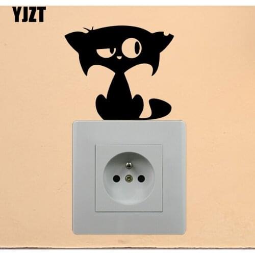 YJZT Funny Cat Pattern Vinyl Decal Home Room Decor Cartoon Wall Switch Sticker Cute Animal S19-0871
