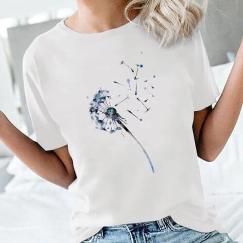 Women T-shirts Dandelion Printing Plant Fashion Short Sleeve 90s Female Graphic harajuku Top Ladies Summer Tee Womens T Shirt