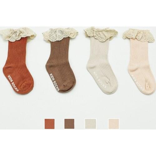 1 Pair Baby Girls 0-3 Years Socks Lace Socks Non-slip Spring Autumn Clothes Accessories Infant Girls Sock Stocking