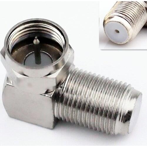 10PCS F Male to F Female In Series Right Angle RF Adapter Connector