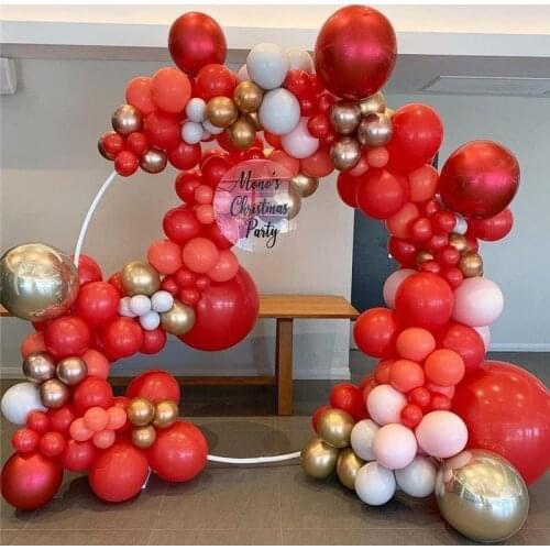 115Pcs Red Balloon Arch Garland Rose Gold Chorme Metallic Balloons Romantic Wedding Party Decoration Birthday Balloons