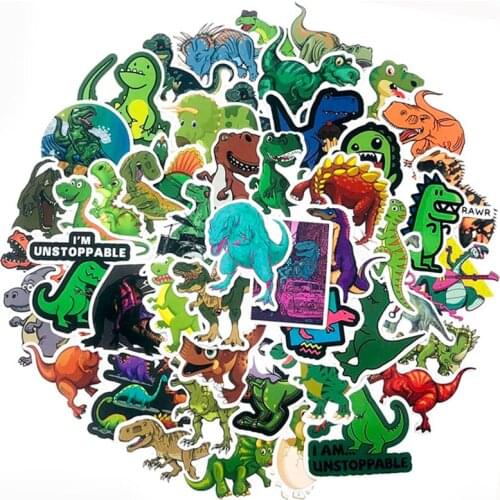 50Pcs Cute Cartoon Tyrannosaurus Triceratops And Other Dinosaur Stickers For Suitcase Diary Book Scooter Childrens Toy Stickers