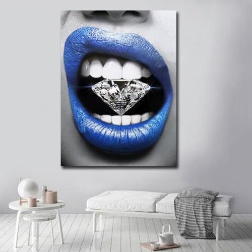 Abstract Canvas Painting,modern home decor Wall Art,Blue sexy lip poster prints,dropshipping wholesale cheap canvas prints