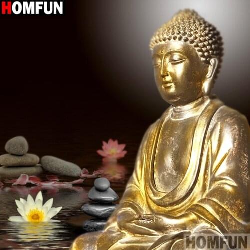 HOMFUN Full Square/Round Drill 5D DIY Diamond Painting "Religious Buddha" Embroidery Cross Stitch 5D Home Decor A07314