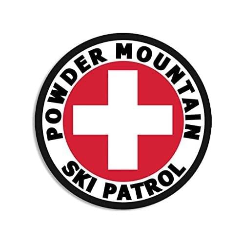 American Vinyl Round Powder Mountain SKI Patrol Sticker (mt Montana Idaho id Snow)