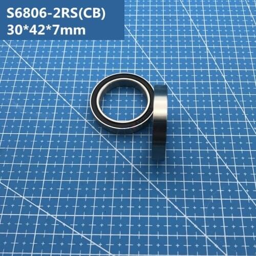 Free shipping 1pcs ABEC-5 S6806-2RS (30*42*7mm) Hybrid ceramic stainless steel ball bearing SR6806 2RS CB for bike S61806RS