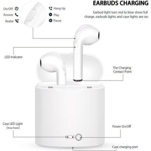 I7S TWS Wireless Headphones Earbuds Earphones with Charging Box Twins Mini Earbuds for iPhone X IOS Android