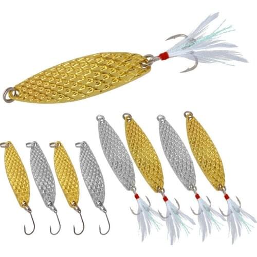 Spoon lures diamond reflective super leech sequins blood tank hook with feathers pineapple long-range underwater bionic bait
