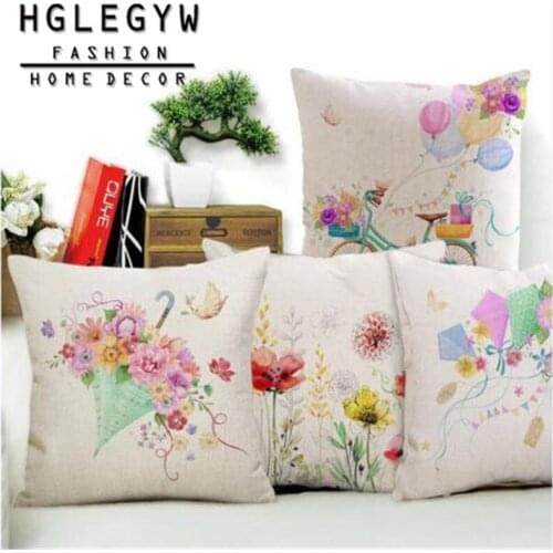 Color Floral Heart Butterfly Pillow Case Throw Pillowcase Cotton Linen Printed Pillow Covers Office Home Textile
