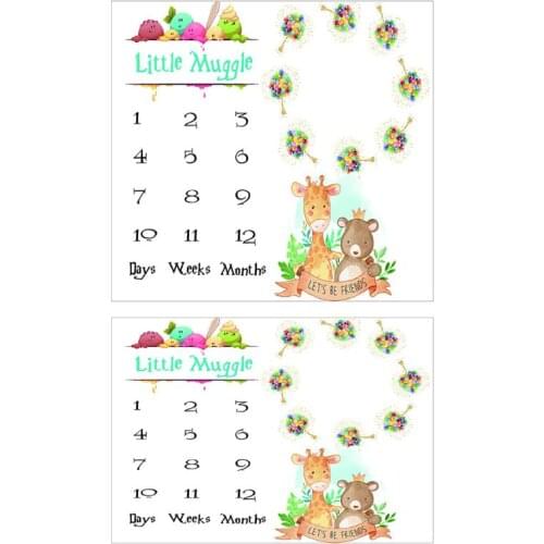 Baby Monthly Record Growth Milestone Blanket Animal Pattern Photography Props
