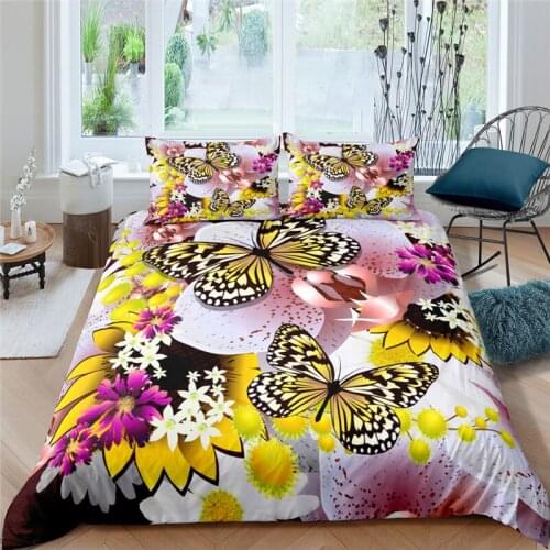 Home Living Luxury 3D Butterfly Bedding Set Comfortable Duvet Cover Set Kids Bedding Set Queen and King EU/US/AU/UK Size