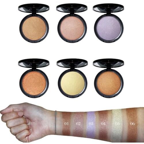 Custom Private Label Highlighter Palette Makeup Glitter Shimmer Face Contour Powder Face Bronzer With Mirror Highlight Cosmetic