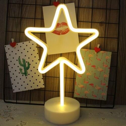 LIGINWAAT LED Star Moon Thunder Battery Operated Neon Abajur Night Light Desk Lampfor Holiday Light Festival Party Wedding Decor