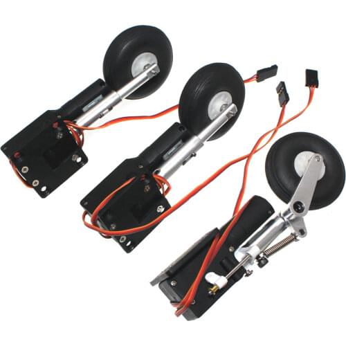 3PC Metal Landing Gear CNC Aluminium Alloy Electric Damping With 45MM Wheel Shaft Undercarriage For RC FPV Airplane