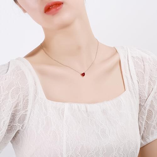 Cute Heart Crystal Love Pendant Necklaces Gift To Girlfriend Friends Miss You Neck Chain Matching Necklace For Women Jewelry