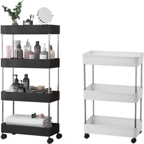Kitchen Bathroom Trolley Floor Shelf Multi-Layer Removable Storage Rack Space Saving Mobile Storage Rack Organizer with Wheels