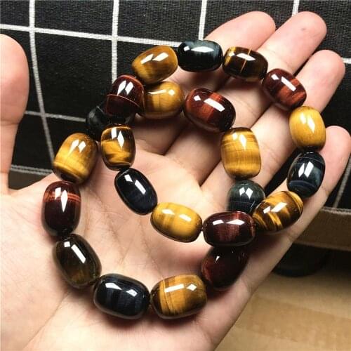 Real Natural Tigers Eye Bracelet For Women Lady Men Colorful Crystal Red Blue Yellow Oval Beads Gemstone Stretch Jewelry AAAAA