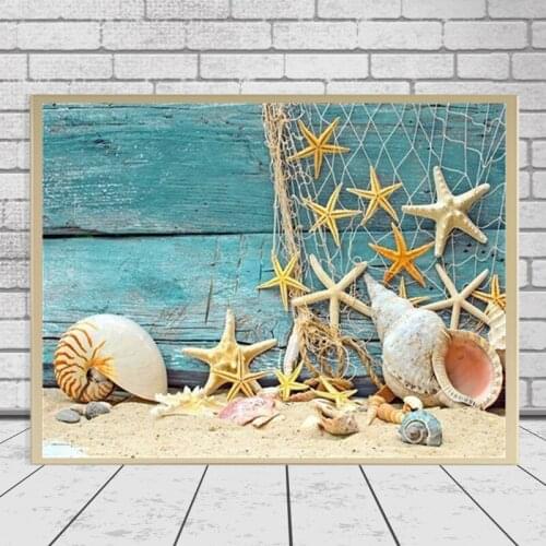 New hot 5D DIY Rhinestone Seaside Beach Shell Decoración punto de cruz diamante pintura hogar bordado decoración regalo