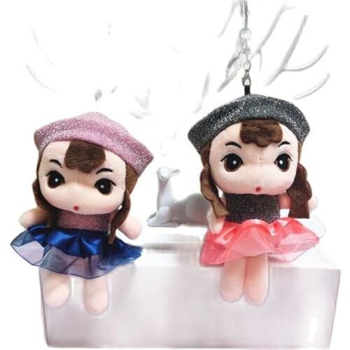 Wholesale 20pcs/lot 10cm cute girl‘s toy stuffed doll bag pendant gril dolls push toys key chain gifts for party