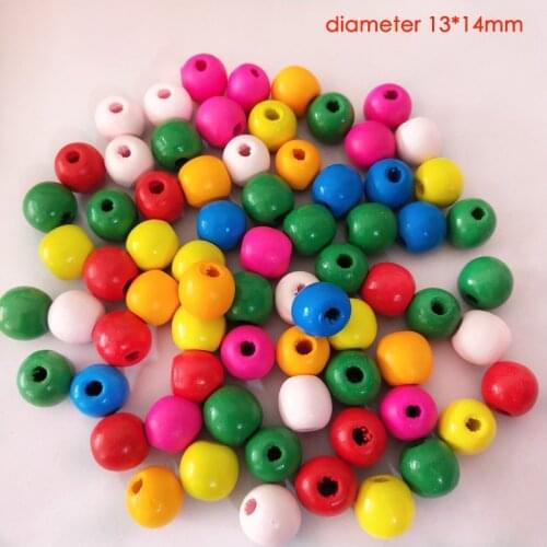 Qsezeny Multicolor Spacer Wood Beads 5/6/7/8/14mm Round Wooden Beads for Jewelry Making Baby Rattle Pacifier Beading Findings