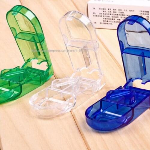 500pcs Pill Cutter Splitter Half Storage Compartment Box Medicine Tablet Holder Home Store Boxes 3 colors LX5066