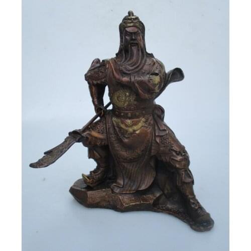 Christmas decorations for home+ Art collection Chinese home Decorated Copper Carved Knife GuanGong Statue/ warrior Sculptures