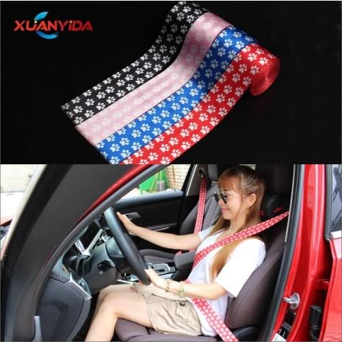 Xuanyida Cute Cat Dog Paws Pet Animal Footprints Decoration Seat Belt Webbing Strap Thicken Seat Safety Belts Car Accessories