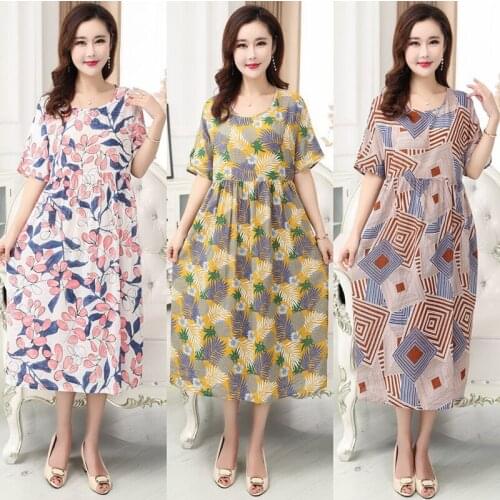 Sleeping skirt womens long cotton and linen summer home clothes mother dress floral fashion pregnant women dress new pijama