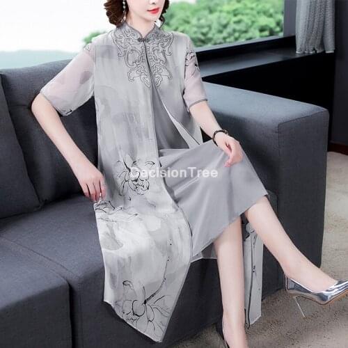 2021 qipao traditional cheongsam short sleeve party loose mesh chan dress chinese traditional hanfu style dress lady qipao dress