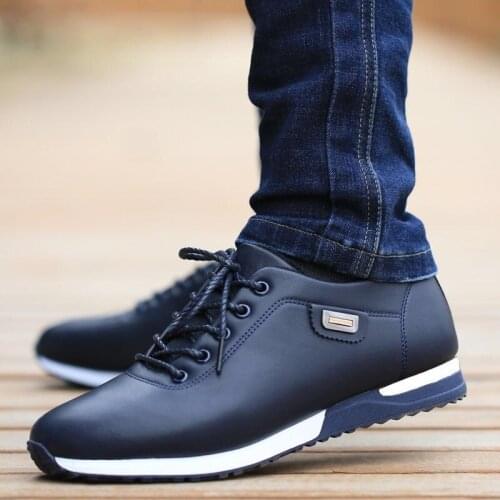Mens PU Leather Business Casual Shoes for Man Outdoor Breathable Sneakers Male Fashion Loafers Walking Footwear