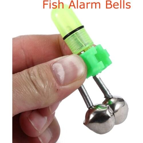 1pcs Fishing Bite Alarms Fishing Rod Bell Rod Clamp Tip Clip Bells Ring Green ABS Fishing Accessory Outdoor Metal Fishing Gear