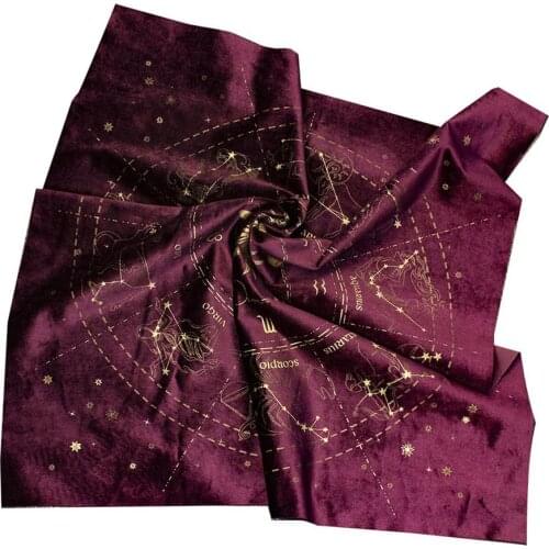12 Constellations Tarot Card Tablecloth Velvet Divination Altar Cloth Board Game Fortune Astrology Oracle Card Pad 60x60CM New
