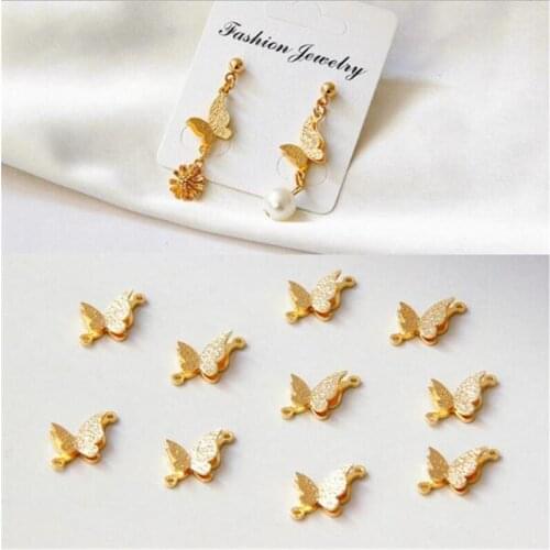 6pcs/lot new creative 18K gold plated butterfly charms round connectors for diy earrings hanging pendant jewelry accessories