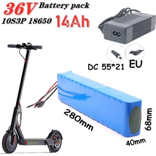 36V 14A Electric Scooter Battery Assembly 6000MAh for Xiaomi M365 Battery Pack BMS Board Power with Charger, EU Plug