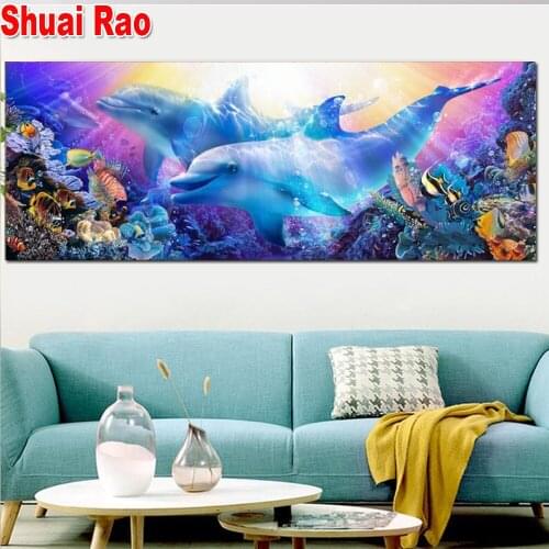 Full Square/Round Drill 5D DIY Diamond Painting "dolphins undersea world" Big Size diamond Embroidery Cross Stitch 5D Home Decor
