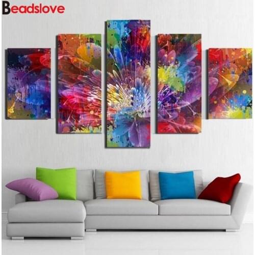 Diamond embroidery abstract color butterfly flower full square round drill diamond painting 5d diy 5 pcs mosaic painting decor