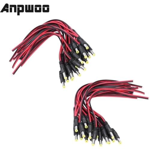 ANPWOO 20 Pair 5.5 X 2.1Mm Female & Male DC Power Jack Plug CCTV Camera Power Connection Line