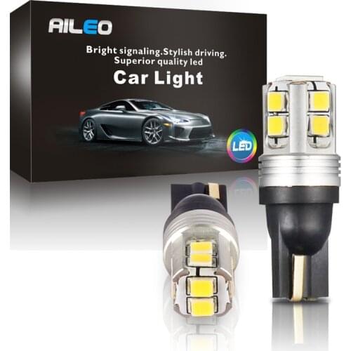 AILEO Car T10 Canbus Error free W5W 168 194 motorcycle LED Reading Mirror License Plate Width lights 12V white 6000k yellw blue